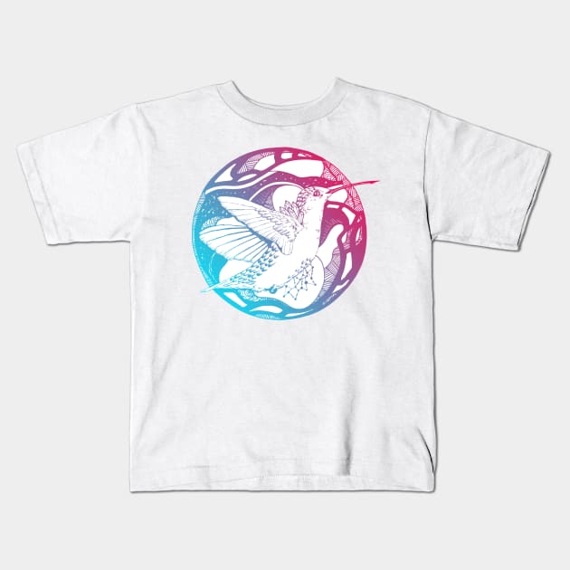 Dual Color Circle of The Hummingbird Kids T-Shirt by kenallouis